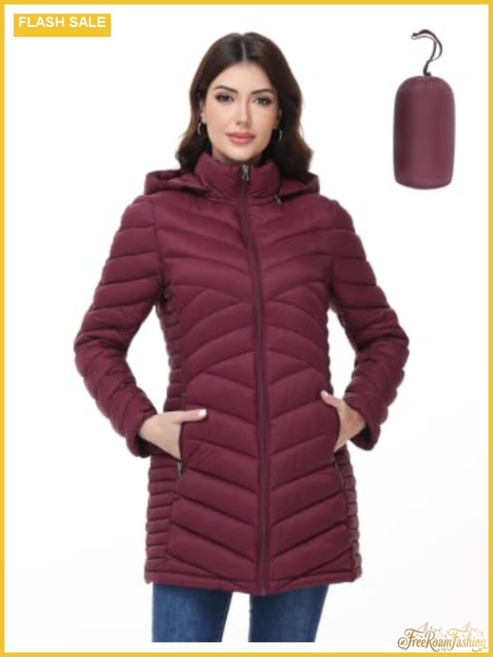 Packable Lightweight Puffer Jacket Down Alternative Zip Pockets